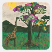 Giraffe op de Planes van Afrika Vierkante Sticker (Voorkant)