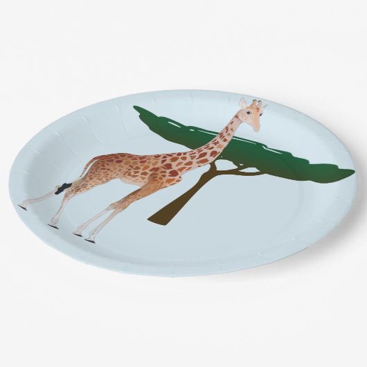 Giraffe op de Savanna Papieren Bordje (Gekanteld)
