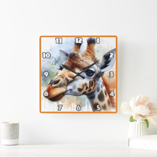 Giraffe op de savanne van afrika vierkante klok (Huis)