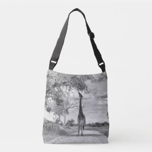 Giraffe op de weg crossbody tas
