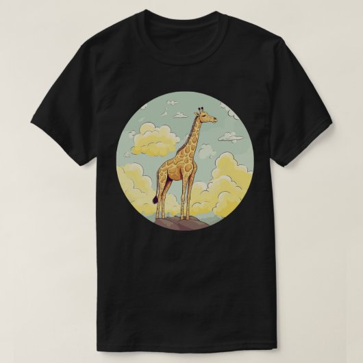 Giraffe op een bergtop t-shirt (Design voorkant)