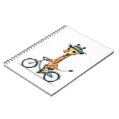 Giraffe op een fiets – met de hand getekende potlo notitieboek (Linkerzijde)