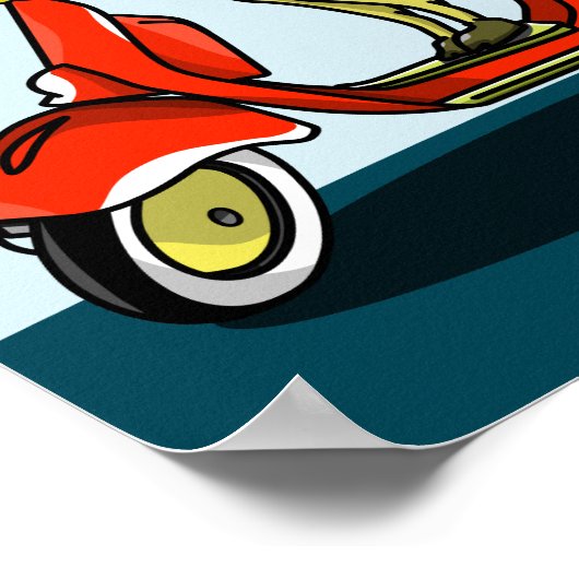 Giraffe op een retro bromfiets poster (Hoek)