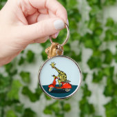 Giraffe op een scooter sleutelhanger (Hand)