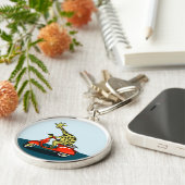 Giraffe op een scooter sleutelhanger (Zijkant)