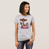 Giraffe Op Flamingo Vlot T-shirt (Voorkant volledig)