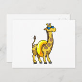 Giraffe op het strand met zwemband en zonnebril briefkaart (Voorkant / Achterkant)