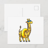 Giraffe op het strand met zwemring en zonnebril briefkaart (Voorkant / Achterkant)