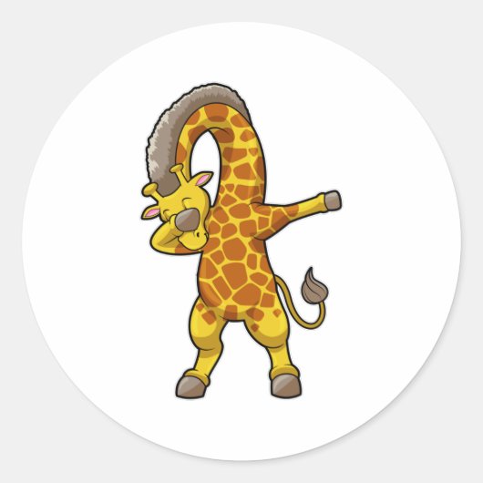 Giraffe op Hip Hop Dance Dab Ronde Sticker (Voorkant)