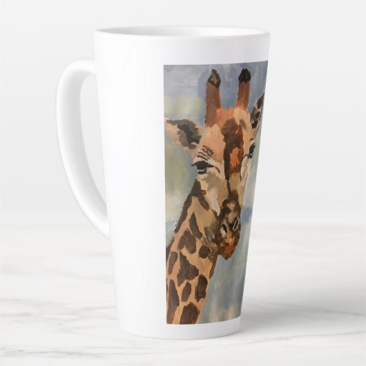 Giraffe op latte-mok latte mok (Linkerhoek)