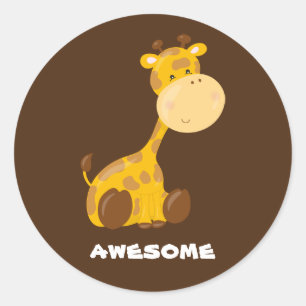 Giraffe op maat geprezen schoolleraar safari brown ronde sticker