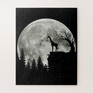 Giraffe op Moon Halloween Gift voor haar Legpuzzel