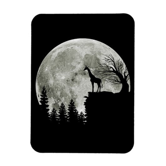 Giraffe op Moon Halloween Gift voor haar Magneet (Verticaal)
