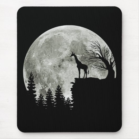 Giraffe op Moon Halloween Gift voor haar Muismat (Voorkant)