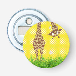 Giraffe op poka-punten met Daisy Button Flesopener
