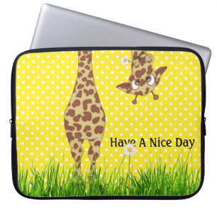 Giraffe op poka-punten met Daisy Laptop Sleeve