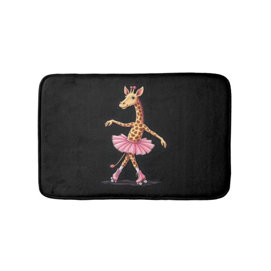 Giraffe op roller Schaatsen in roze tutu Tanktop Badmat (Voorkant)