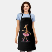 Giraffe op roller Schaatsen in roze tutu Tanktop Schort (Gedragen)