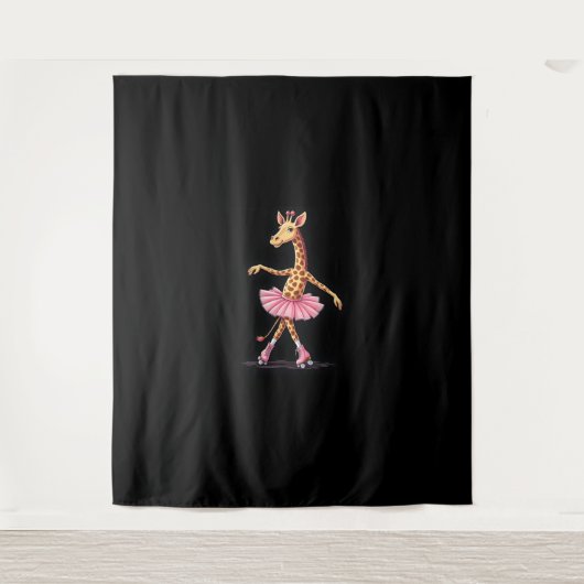 Giraffe op roller Schaatsen in roze tutu Tanktop Wandkleed (Voorkant)