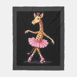 Giraffe op rollerschaatsen in roze tutu tanktop fleece deken