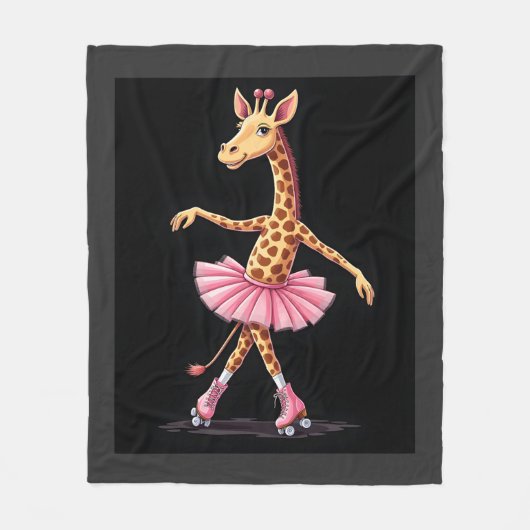 Giraffe op rollerschaatsen in roze tutu tanktop fleece deken (Voorkant)