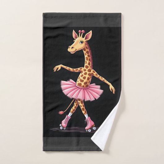 Giraffe op rollerschaatsen in roze tutu tanktop handdoek (Handdoek)