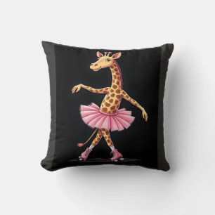 Giraffe op rollerschaatsen in roze tutu tanktop kussen