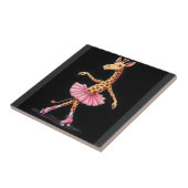 Giraffe op rollerschaatsen in roze tutu tanktop tegeltje (Zijkant)