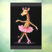 Giraffe Op Rollerskates Met Roze Tutu Tank Top Raamsticker (Vel 3)