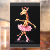Giraffe Op Rollerskates Met Roze Tutu Tank Top Raamsticker (Vel 2)