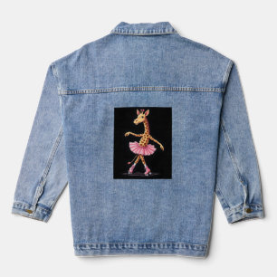 Giraffe op rolschaatsen in roze tutu tanktop denim jacket