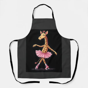 Giraffe op rolschaatsen in roze tutu tanktop schort