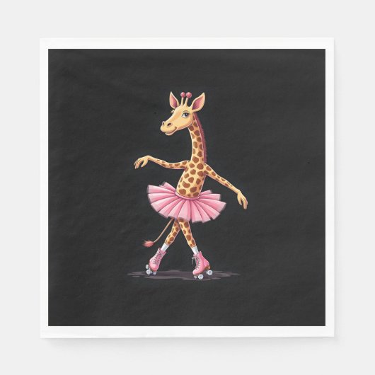 Giraffe op rolschaatsen in roze tutu tanktop servet (Voorkant)
