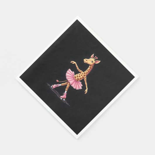 Giraffe op rolschaatsen in roze tutu tanktop servet (Hoek)