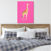Giraffe op Roze Achtergrond Canvas Afdruk (Insitu (Slaapkamer))