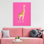 Giraffe op Roze Achtergrond Canvas Afdruk (Insitu (Woonkamer))