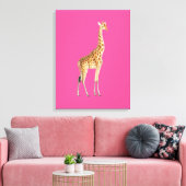Giraffe op Roze Achtergrond Canvas Afdruk (Insitu (Woonkamer))