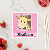 Giraffe op roze en witte strepen servetten (Insitu)