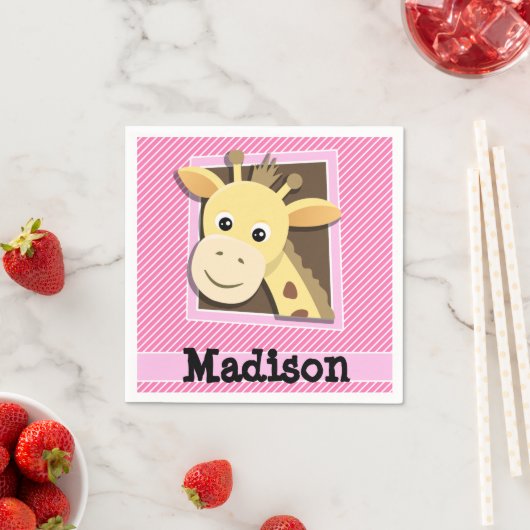 Giraffe op roze en witte strepen servetten (Insitu)