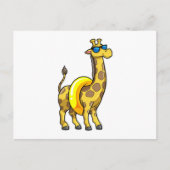 Giraffe op strand met draaiende ring en zonnebril briefkaart (Voorkant)
