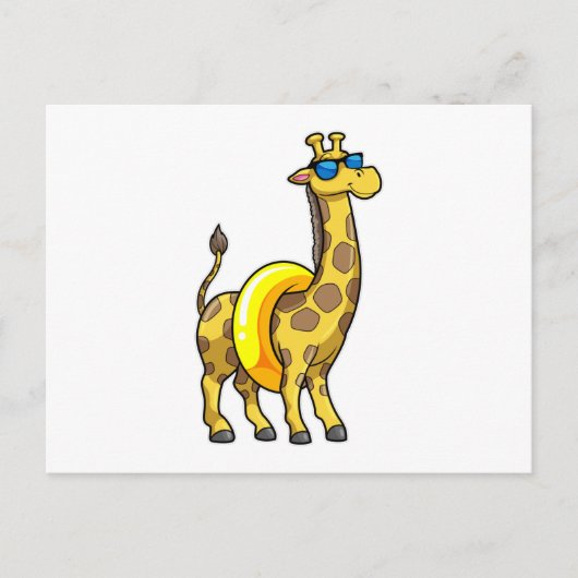 Giraffe op strand met draaiende ring en zonnebril briefkaart (Voorkant)