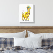 Giraffe op strand met draaiende ring en zonnebril canvas afdruk (Insitu (Slaapkamer))