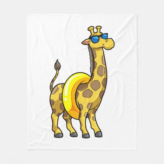 Giraffe op strand met draaiende ring en zonnebril fleece deken (Voorkant)