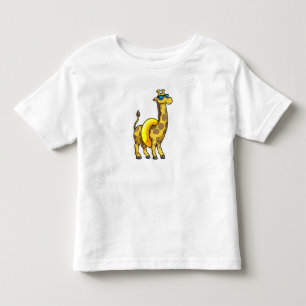Giraffe op strand met draaiende ring en zonnebril kinder shirts