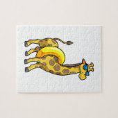 Giraffe op strand met draaiende ring en zonnebril legpuzzel (Horizontaal)