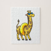Giraffe op strand met draaiende ring en zonnebril legpuzzel (Verticaal)