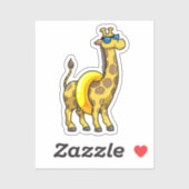 Giraffe op strand met draaiende ring en zonnebril sticker (Vel)
