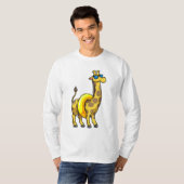 Giraffe op strand met draaiende ring en zonnebril t-shirt (Voorkant volledig)