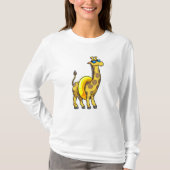 Giraffe op strand met draaiende ring en zonnebril t-shirt (Voorkant)