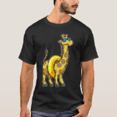 Giraffe op strand met draaiende ring en zonnebril t-shirt (Voorkant)